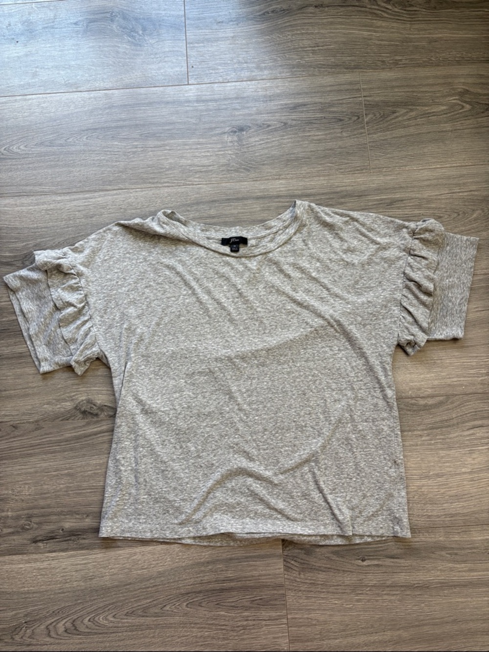 J. Crew Light Gray Ruffle Sleeve Tee